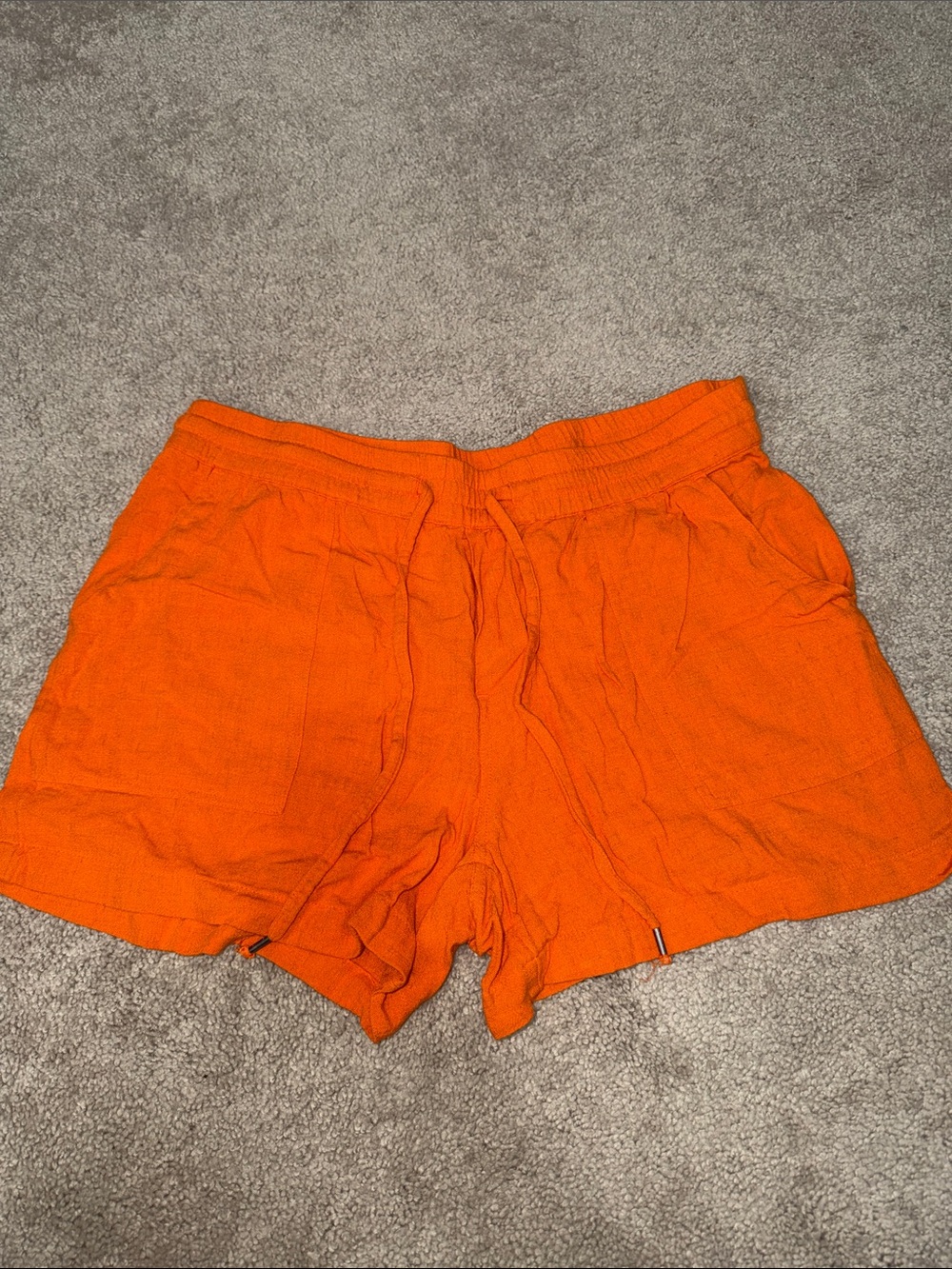 Style & Co. Bright Orange Linen-Blend Drawstring Casual shorts su1
